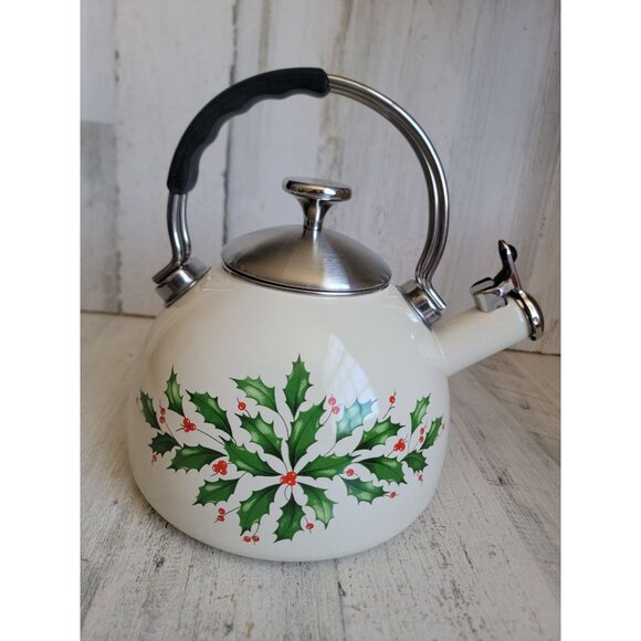 Lenox‎ tea kettle 892561 mistletoe home decor kitchen xmas - Picture 6 of 9